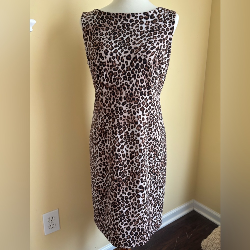 Leopard Animal Print Brown and Black Dress by Tahari Size 8